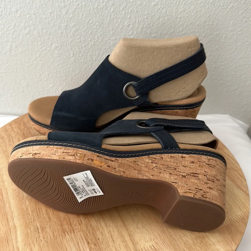 Clarks Collection Suede Cork Wedges - Giselle Sea